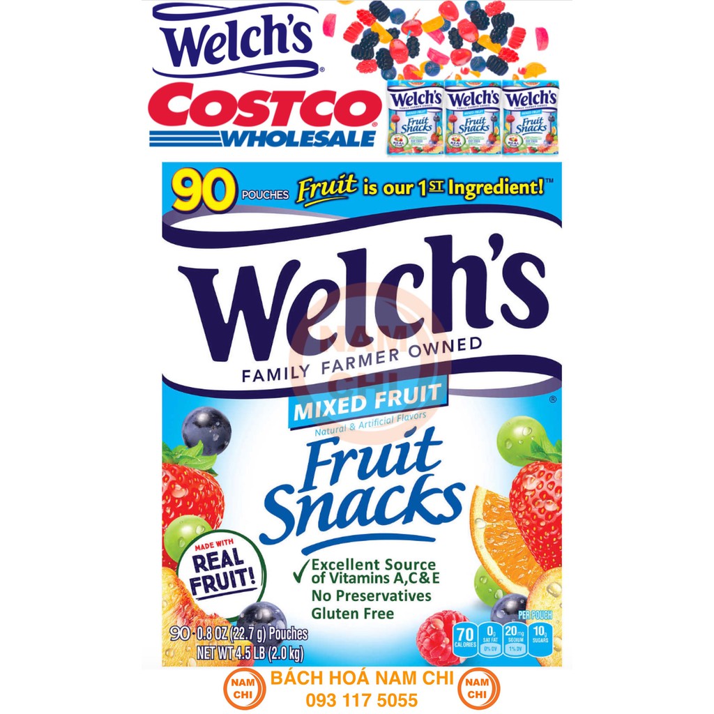 Combo 10 túi kẹo dẻo welch's trái cây fruits snack 25.5g - hàng mỹ