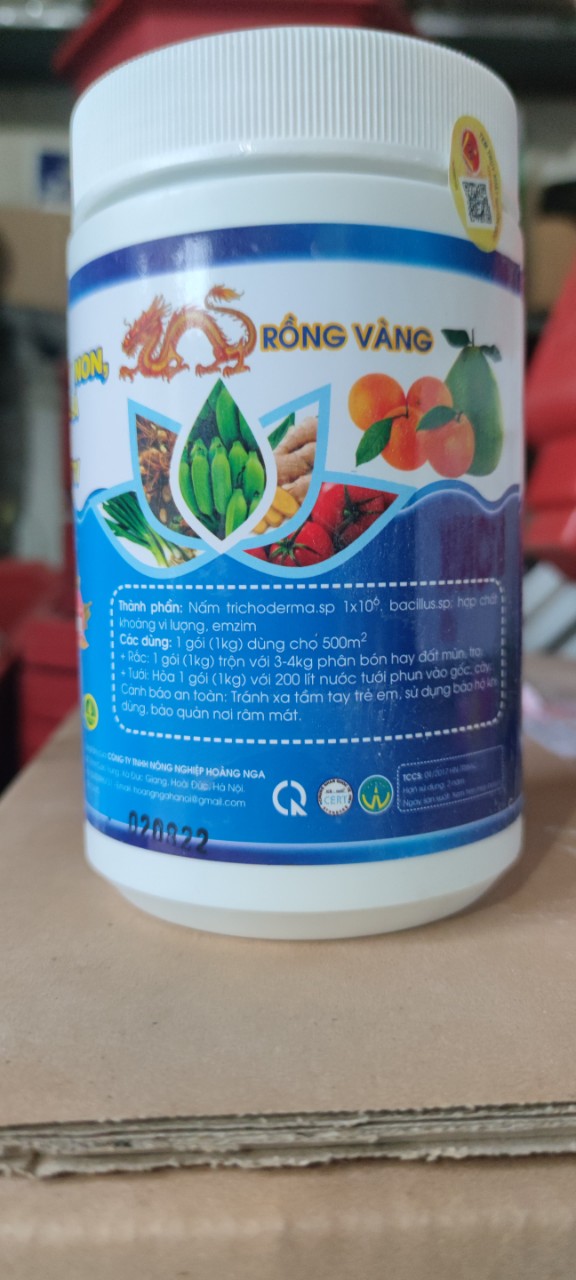 Chế phẩm Trichoderma Rồng Vàng (hạt, tan hoàn toàn trong nước) tưới gốc tr ị thối rễ, vàng lá trên cây trồng