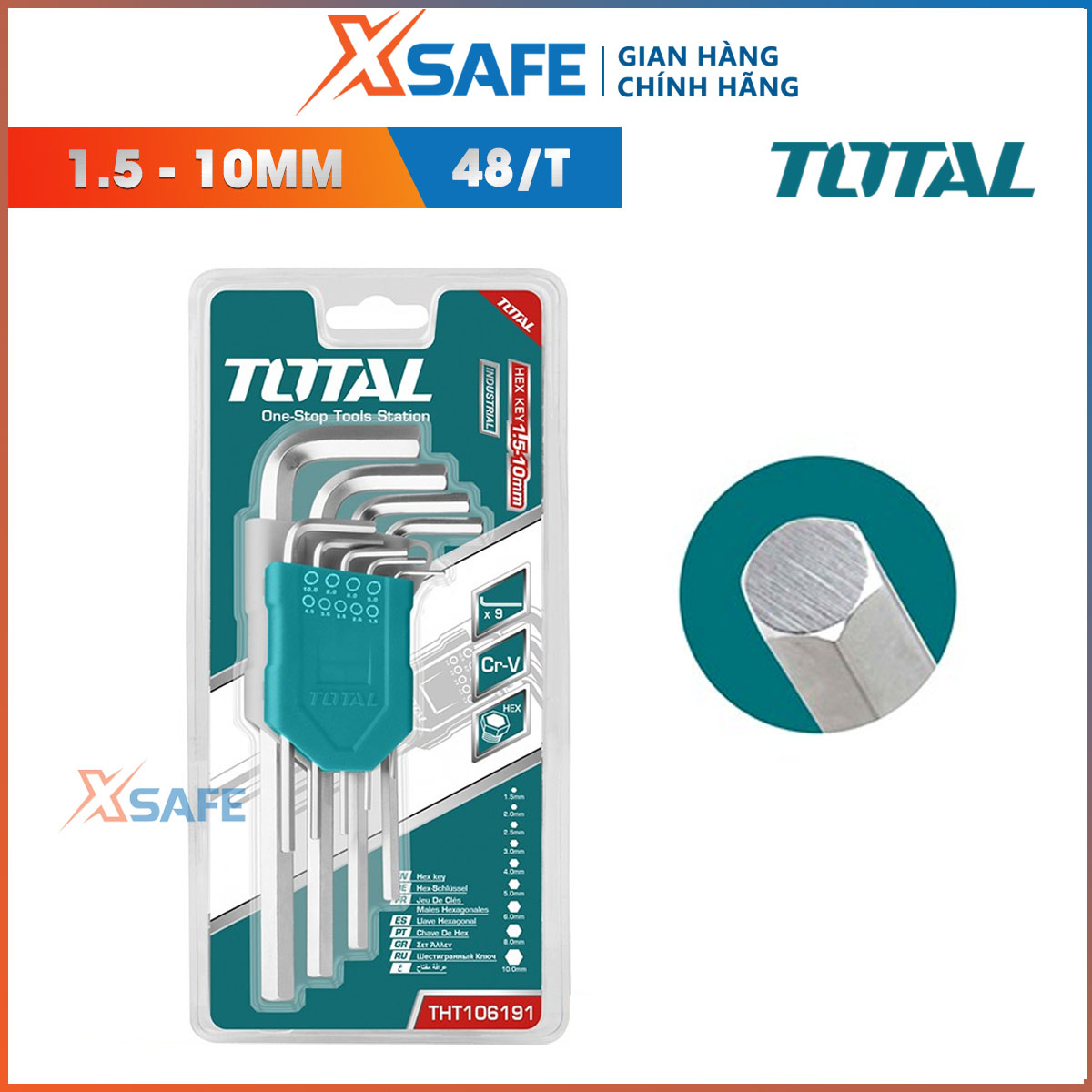 Set key hexagonal head by total THT106191 definitely, health, anti-broken bent, rust. Hexagonal tempered steel CR-V have tensile properties, compact design genuine delivery [xsafe