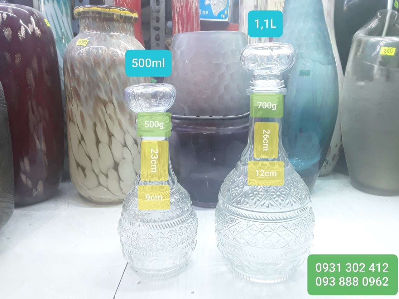 [HCM]Chai thủy tinh đựng ruou size 250ml - 500ml