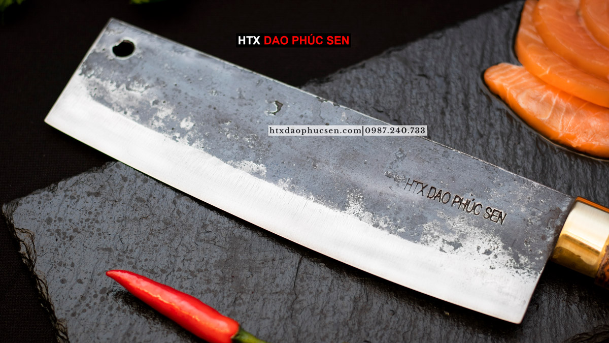 Dao thái 20 nhíp xe cán gỗ khâu đồng G02D