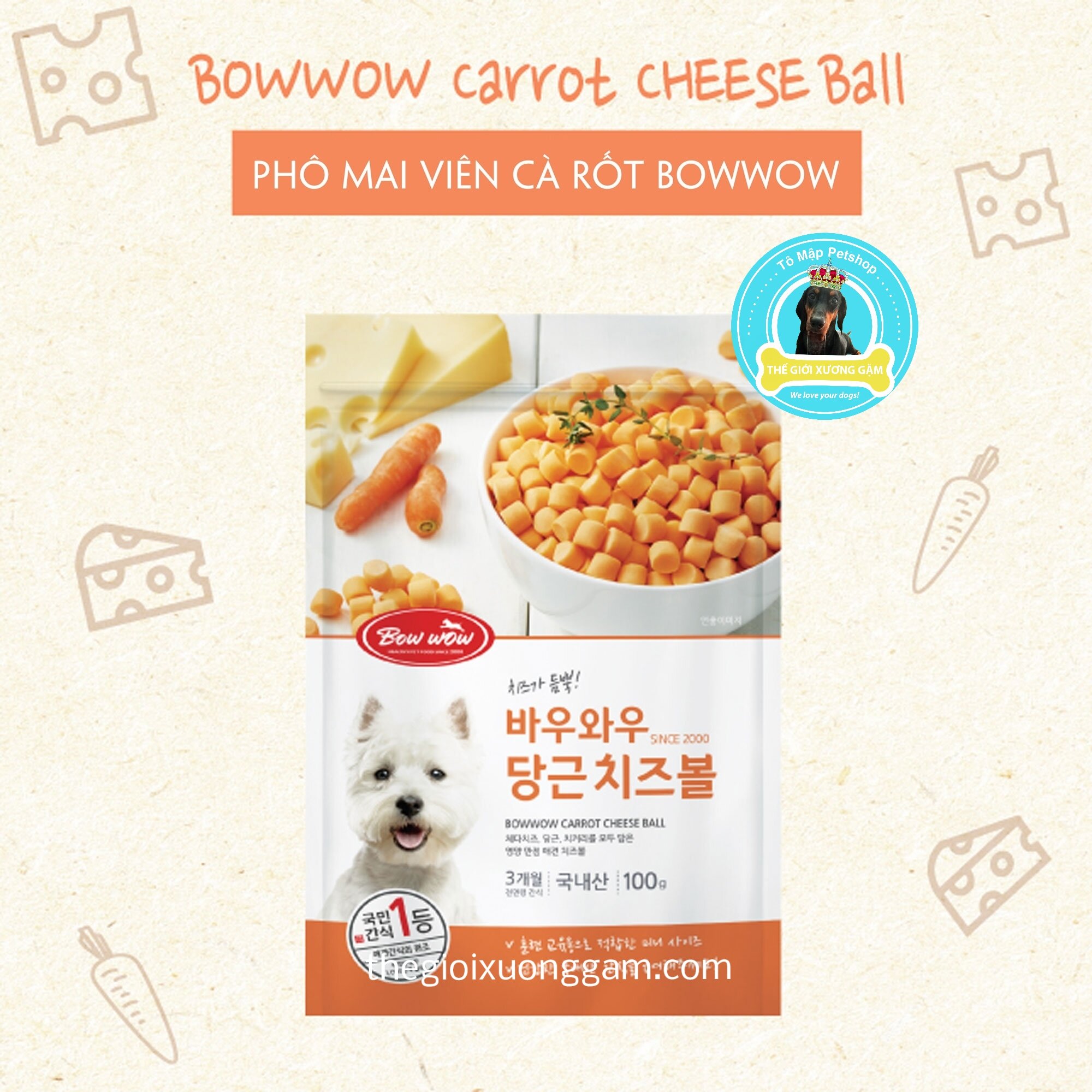 [HCM] PHÔ MAI VIÊN BOWWOW CHO CHÓ TÚI ZIP 100GR