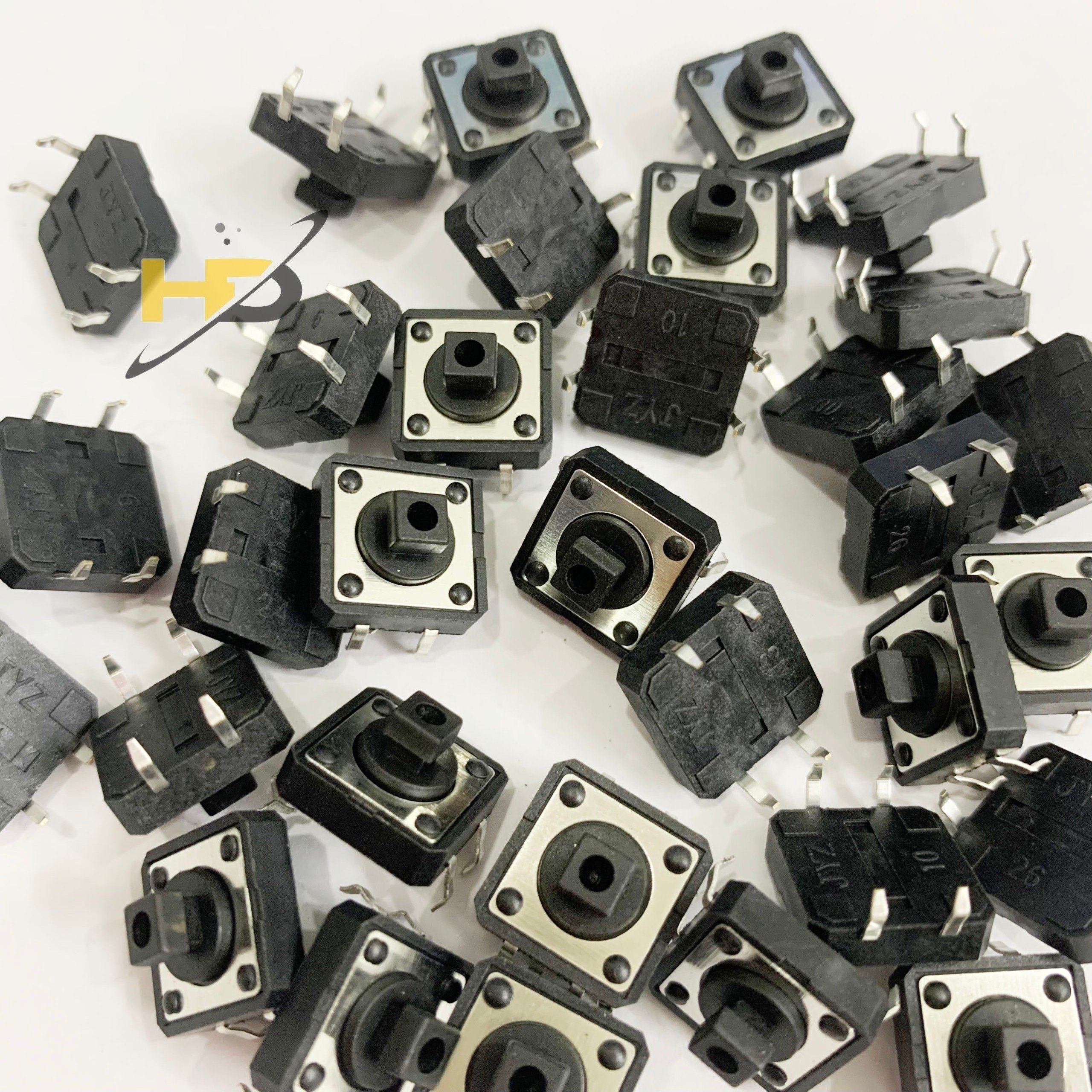 Combo 10 nút nhấn vuông đen 12x12x7.3mm 4 chân xuyên lỗ b3f-4055