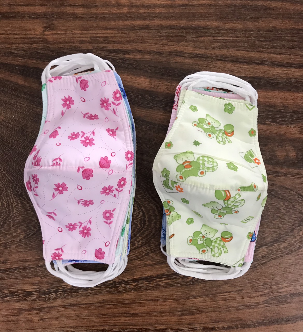 Combo 5 khẩu trang 3 lớp 2 mặt vải siêu giống nhau có 2 hình thú và bông lựa chọn ảnh thật giao màu ngẫu nhiên