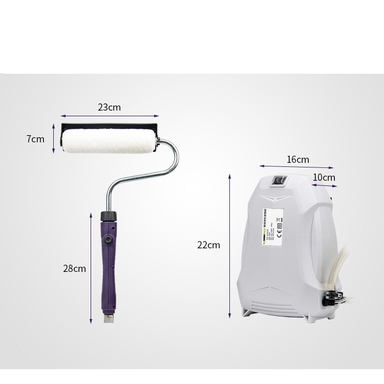 Máy lăn sơn cây nối 2.4m kèm 4 bông lăn
