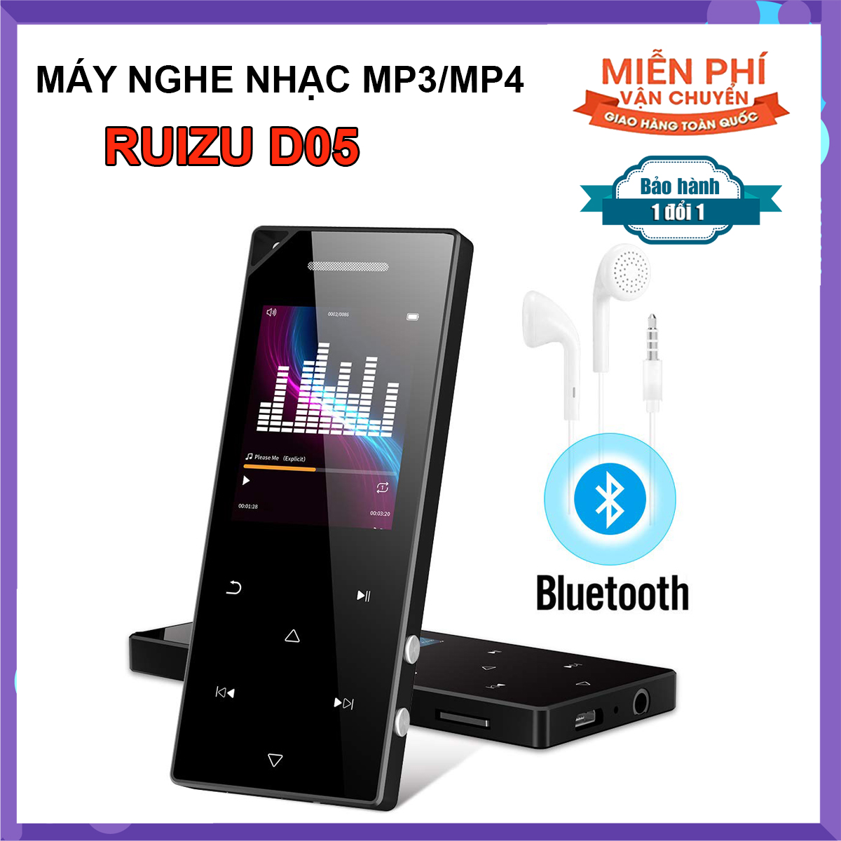 Máy nghe nhạc Lossless bluetooth RUIZU D05 8G