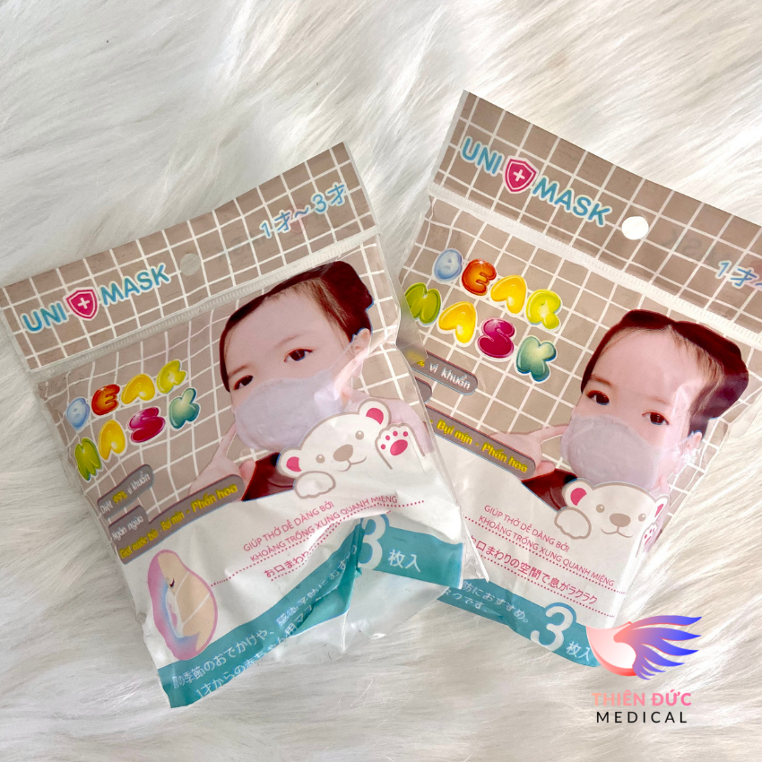 Combo khẩu trang em bé gấu 3d uni mask