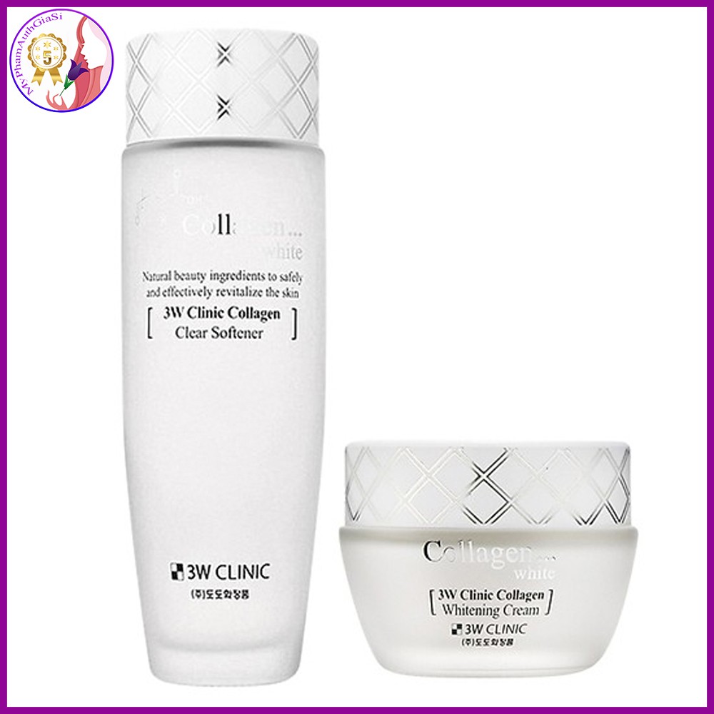[HCM]Combo Nước hoa hồng và Kem dưỡng trắng da Collagen 3W CLINIC
