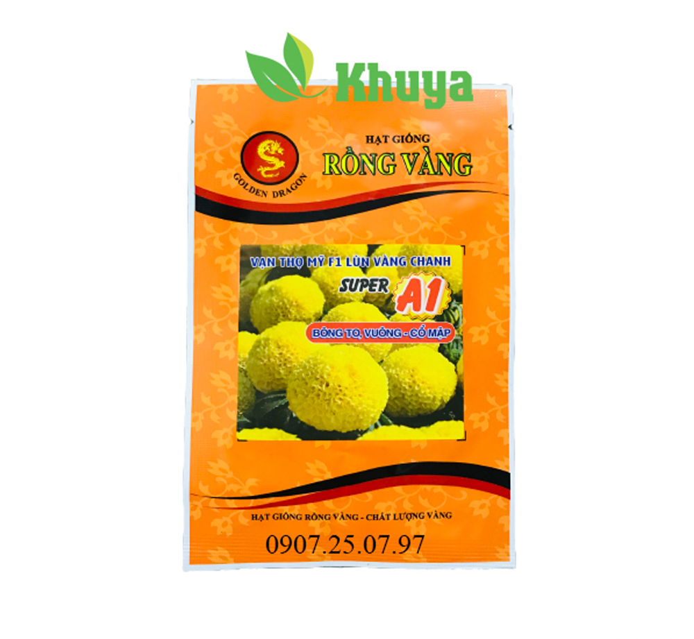Hạt giống vạn thọ mỹ f1 lùn vàng chanh super a1 bông to - vuông - cổ mập