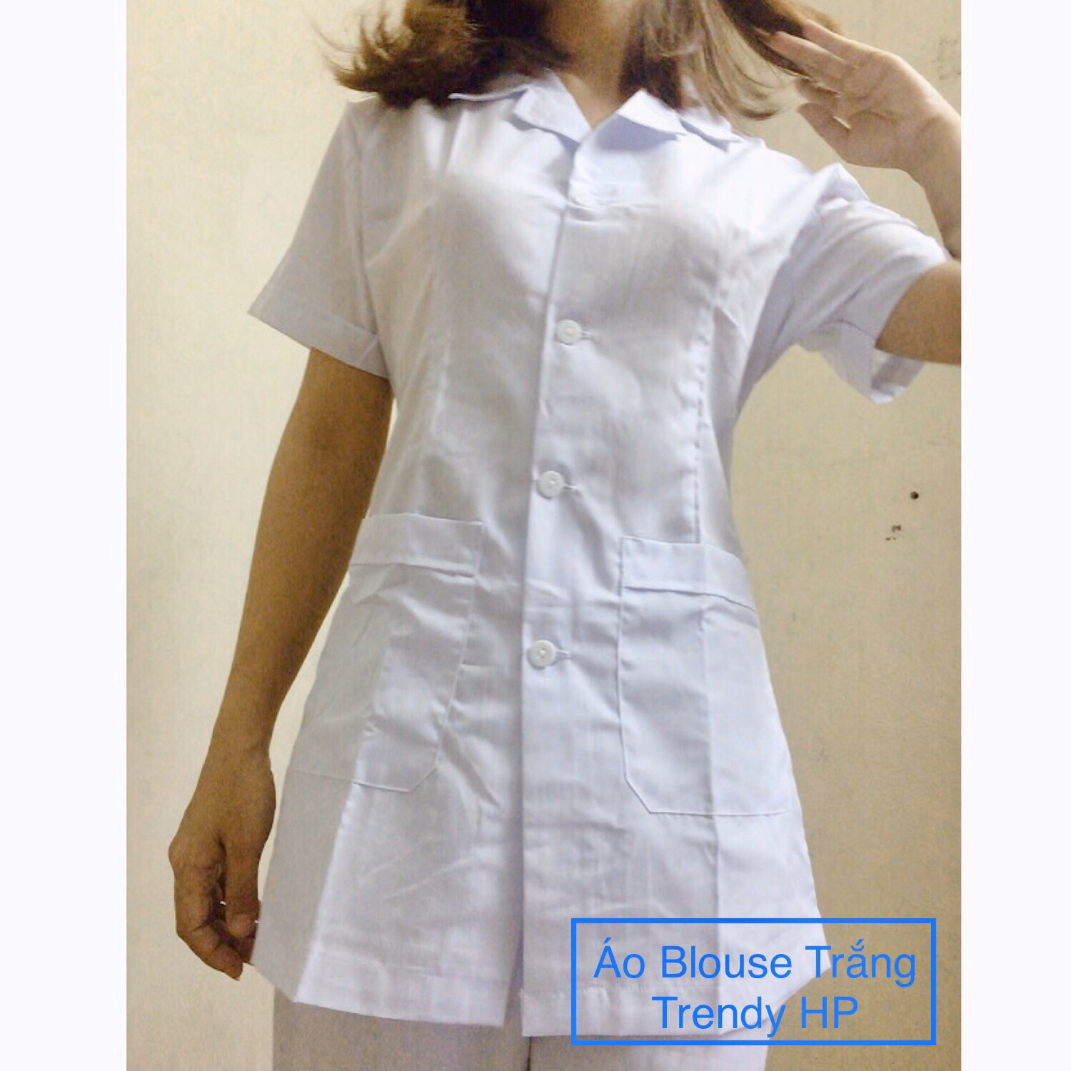 Áo blouse trắng nữ cộc tay dáng ngắn chất liệu Lon Nhật cực đẹp