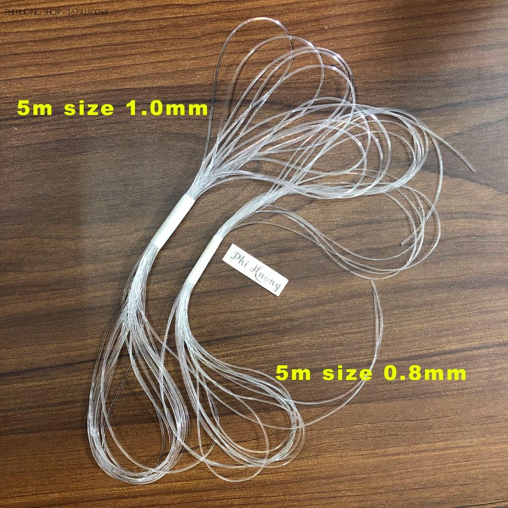 Gói 5m - 10m dây cước thun tròn 0.6 - 0.8 - 1mm co giãn của nhật dùng xỏ vòng tay