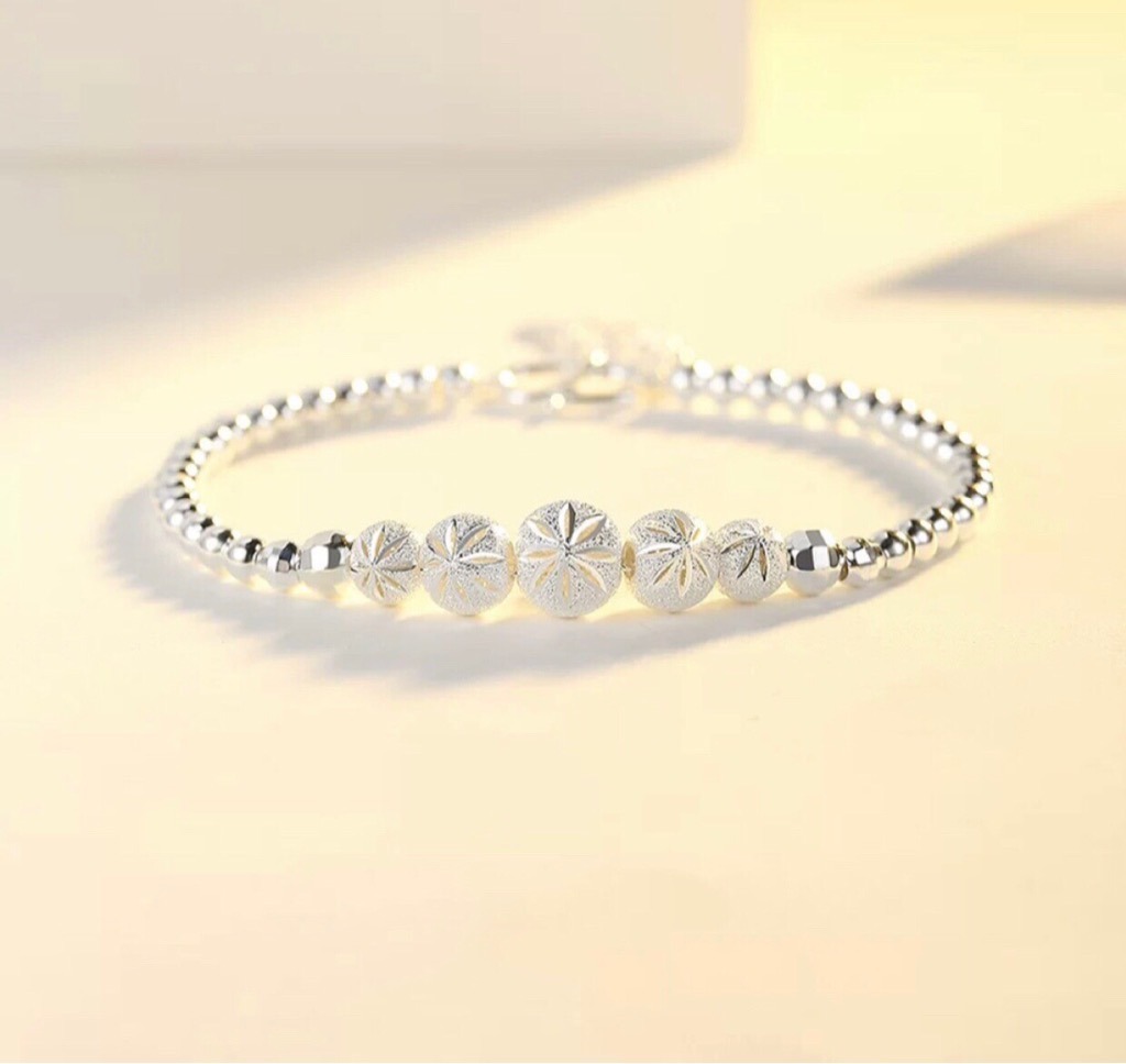 Vòng Tay, Lắc Tay Nữ Bạc 925 Họa Tiết Bi Phay Cát 3D BẠC HIỂU MINH LTU213