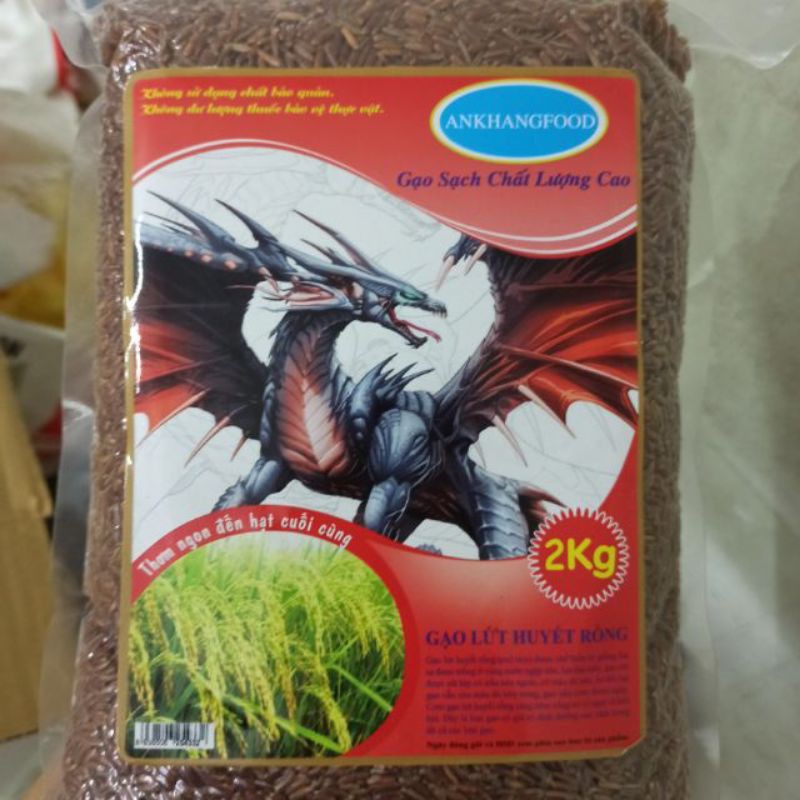Gạo Lứt Huyết Rồng Điện Biên (Hút Chân  Không )Túi 2Kg