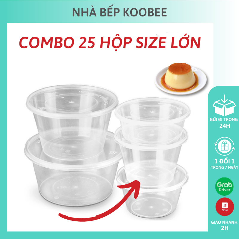 Combo 50 hộp làm bánh flan caramen có nắp KooBee - Khuôn bánh flan bánh da lợn plan hình tròn/hình trái tim