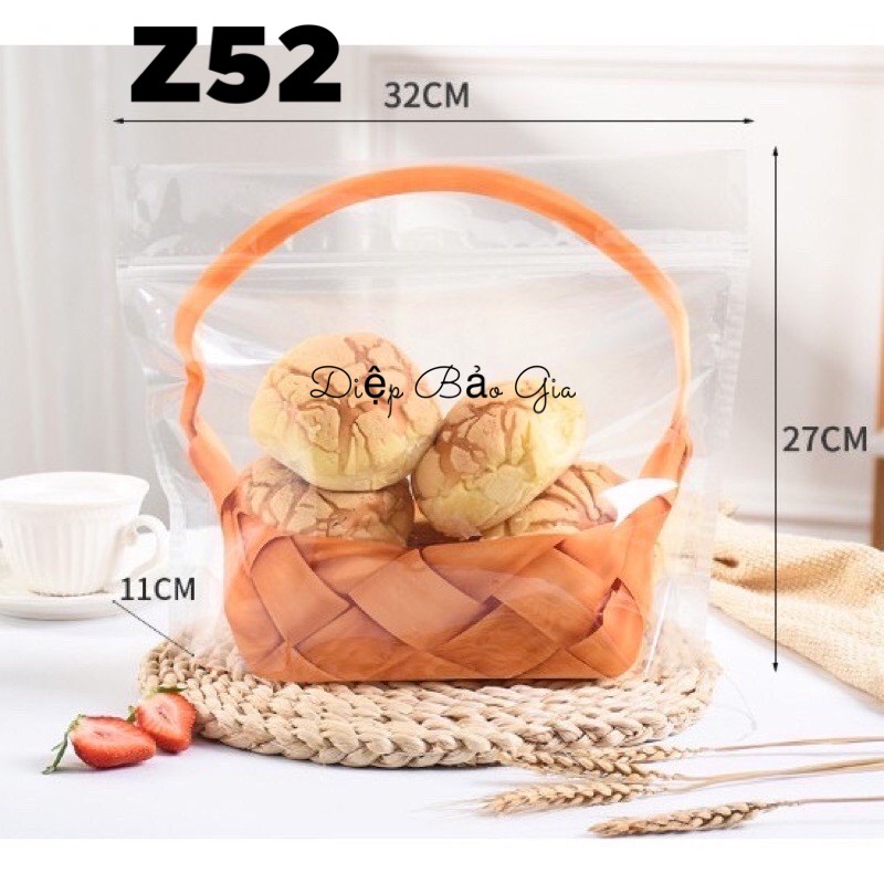 Túi zip đựng bánh/kẹo hình GIỎ MÂY - 10c