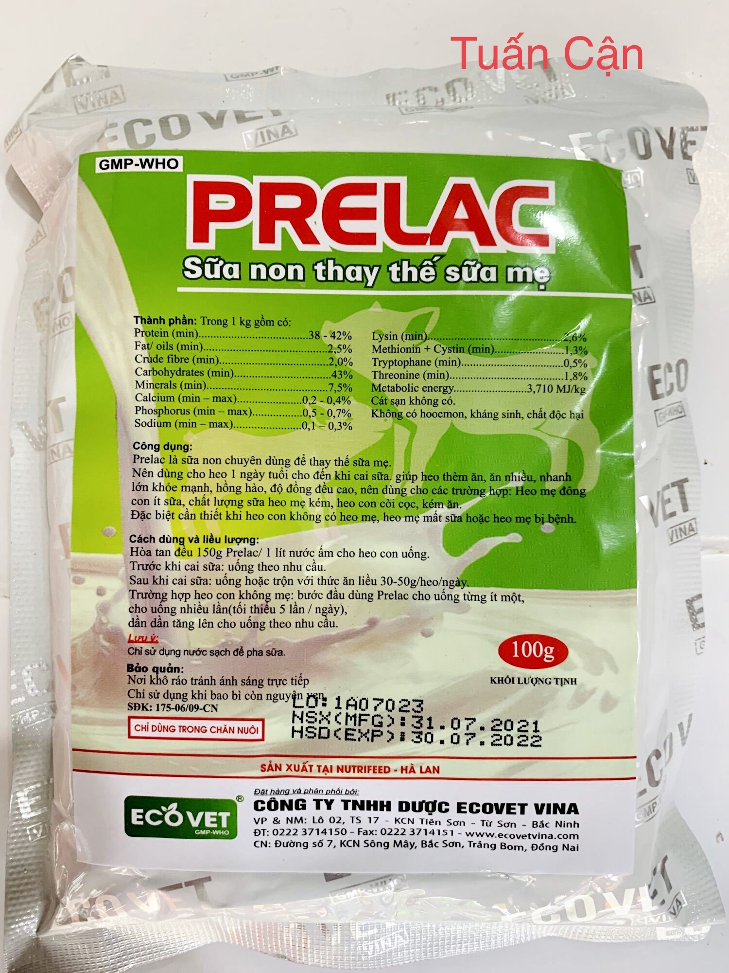 Prelac(1kg-10gói) Sữa non thay thế sữa Heo mẹ-Thú Y