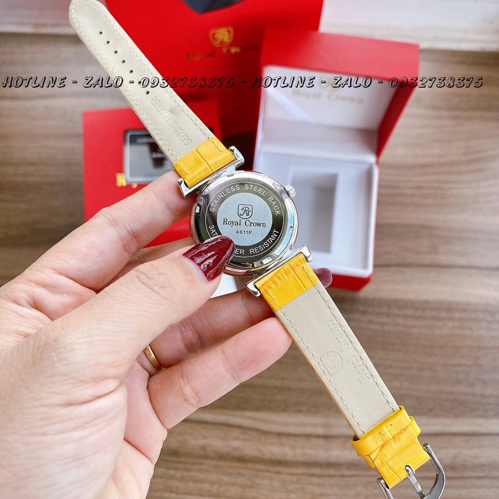 [HCM]Đồng Hồ Royal Crown Nữ 4611 Dây Da Vàng 36mm