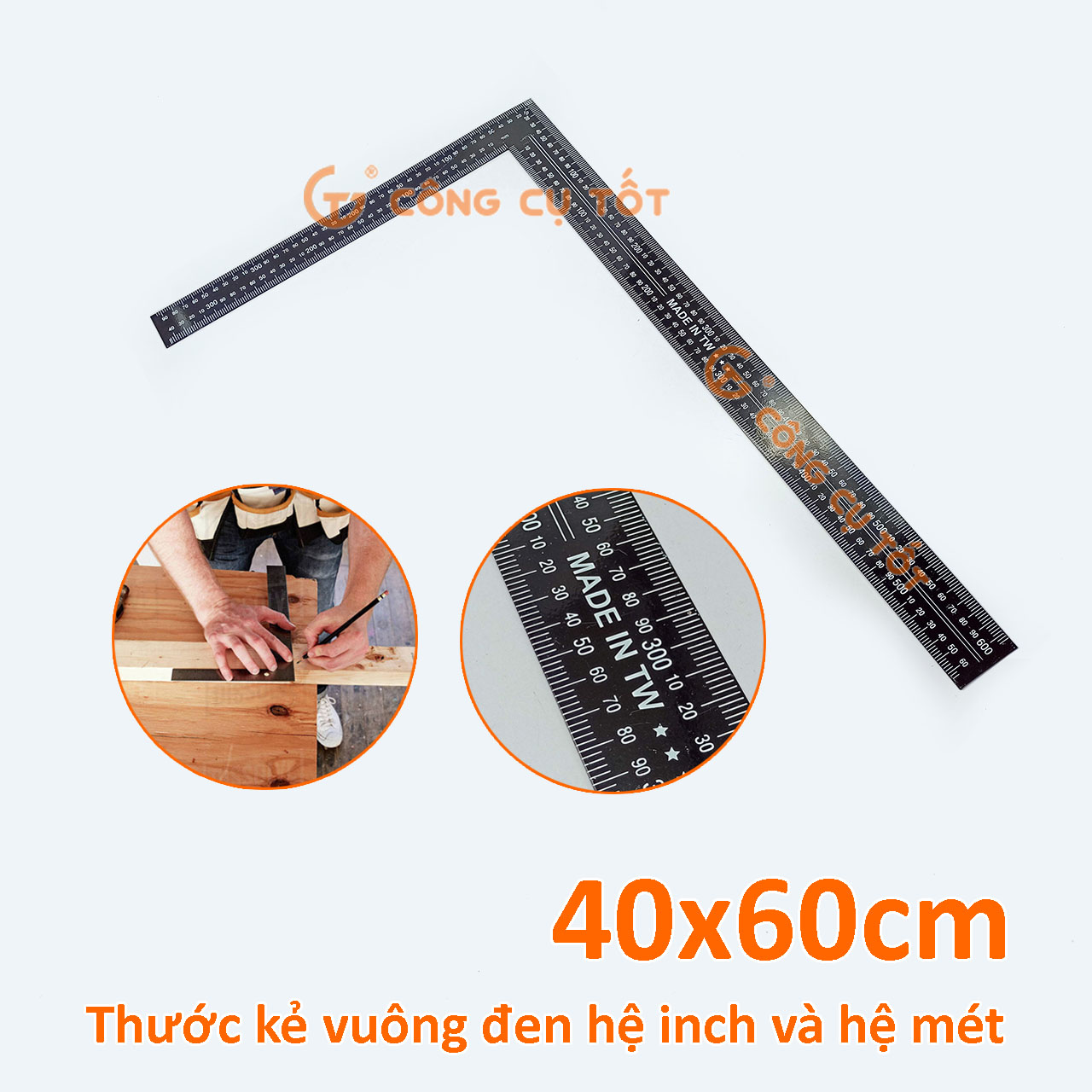 Thước đo góc vuông 2 mặt hệ mét