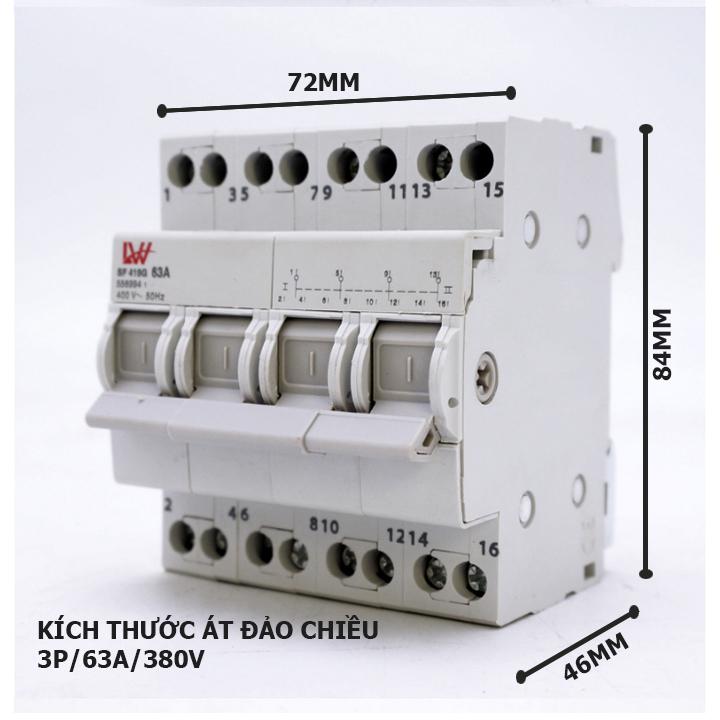 Át đảo chiều 3 pha 4 cực 63A LWR cầu dao đảo chiều - aptomat đảo chiều