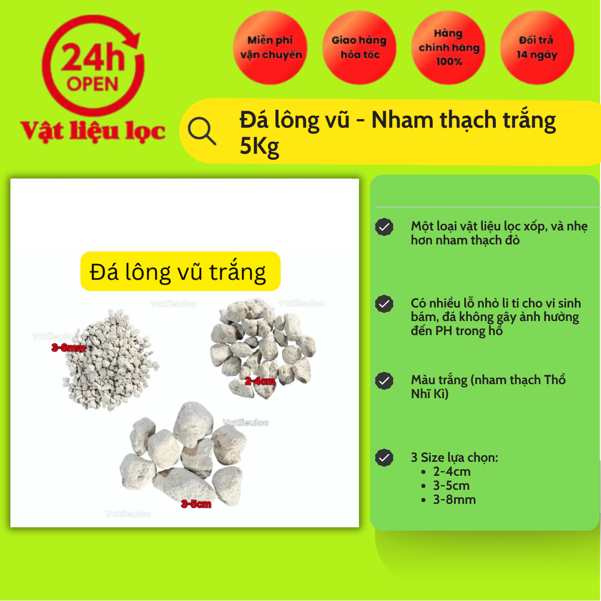 Combo 05Kg Đá Lông Vũ Nham Thạch Trắng