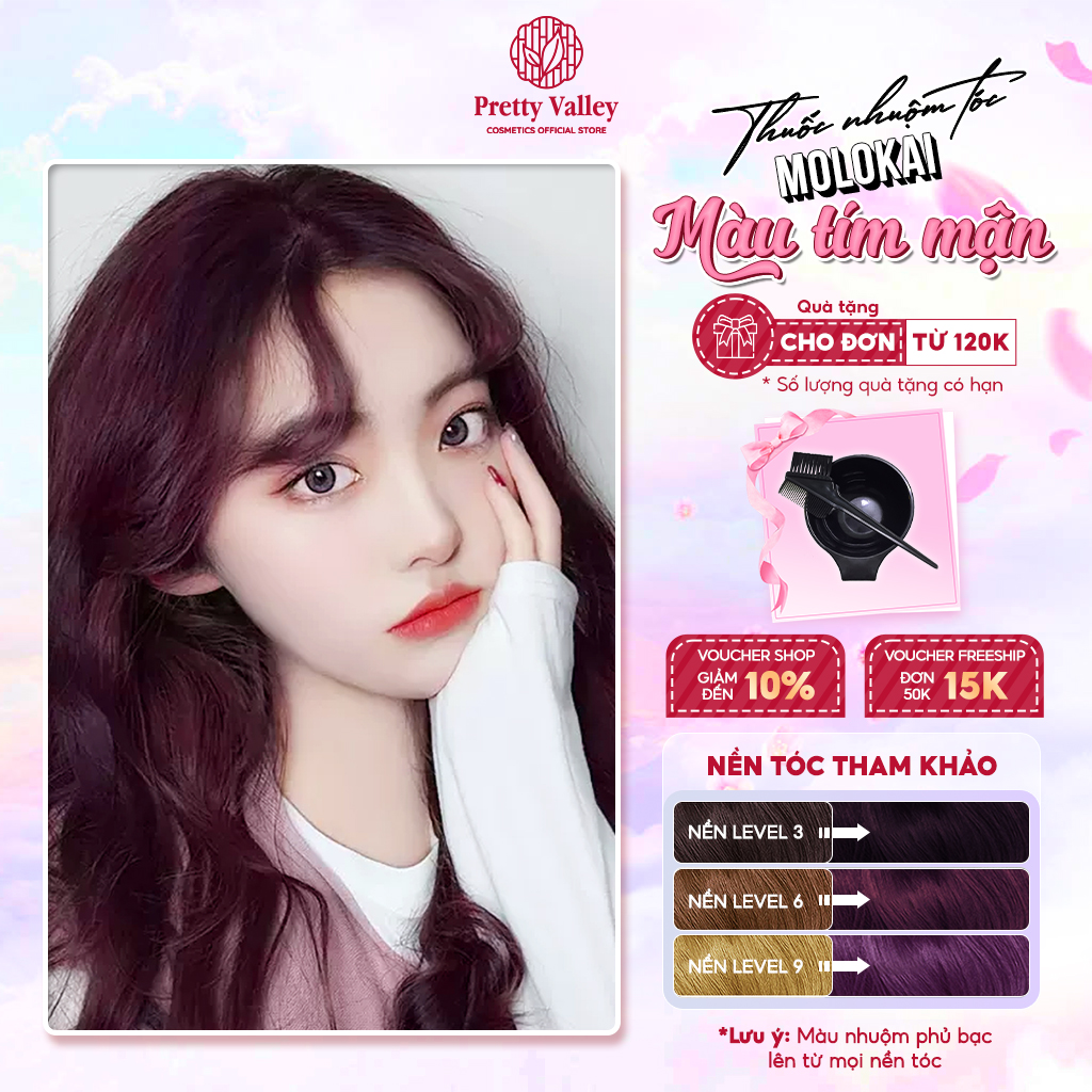 Thuốc nhuộm tóc màu TÍM MẬN Molokai siêu dưỡng, nhuộm tóc an toàn tại nhà lên màu chuẩn  - Pretty Valley Hair