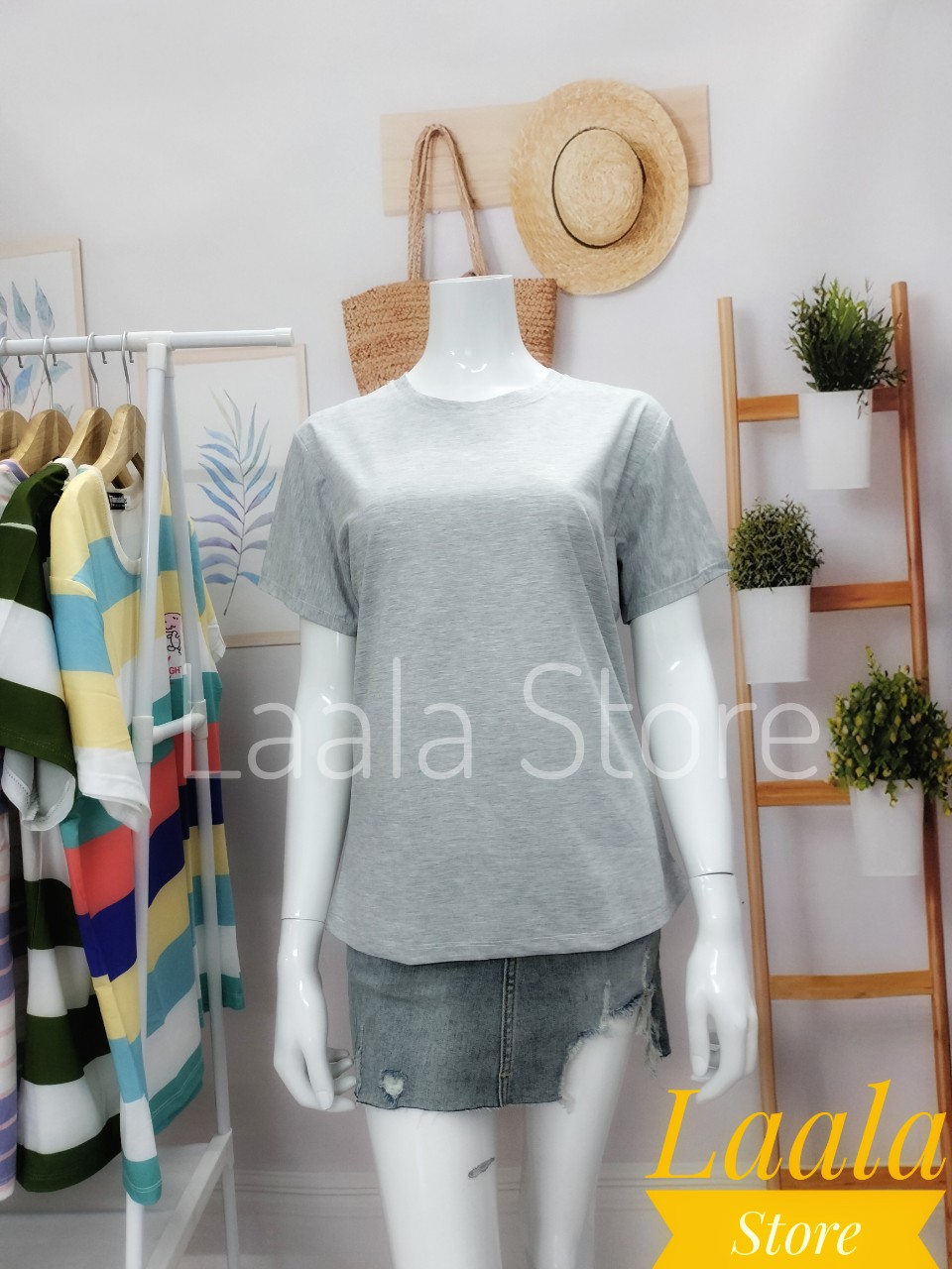 Áo thun trơn đen trắng xám basic nam nữ cổ tròn unisex t001