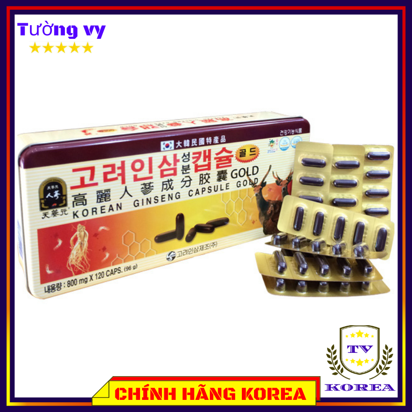 Viên đạm hồng sâm nhung hươu hàn quốc hộp vàng 120 viên, chavykorea