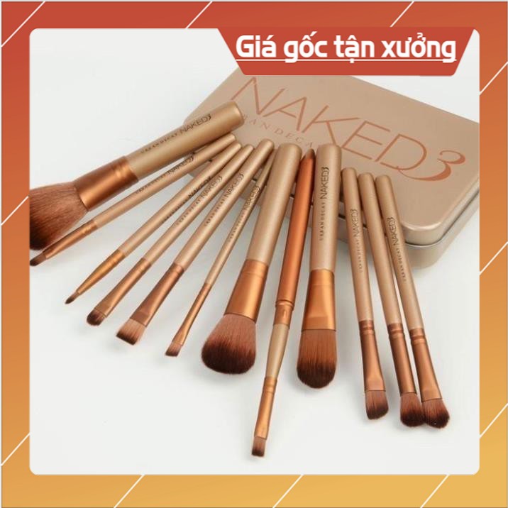 [ GIÁ SỐC ] Bộ Cọ Trang Điểm NAKE 12 Cây Lông Mịn ( Kèm Hộp thiếc sang trọng ), Bộ 12 cọ trang điểm makeup tán nền phủ phấn đánh mắt khói vẽ mắt và cọ môi mềm mịn