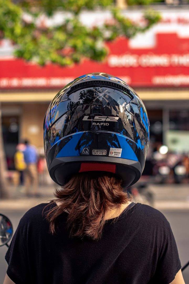 [CHÍNH HÃNG] MŨ BẢO HIỂM FULLFACE LS2 FF353 RAPID ĐEN XANH ( Tặng kèm khăn trùm ninja )