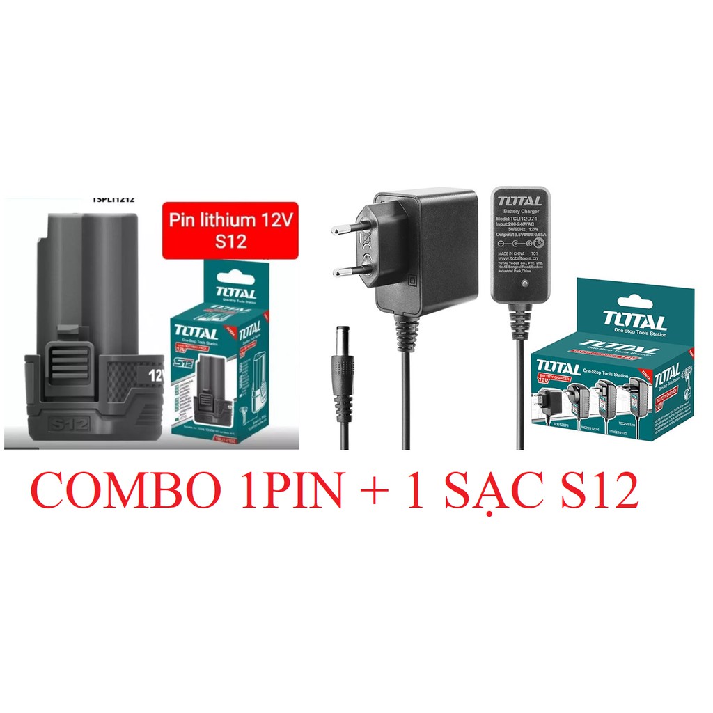 Combo pin và sạc 12v total tbli12152 tcli12071