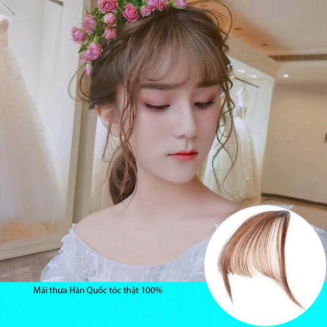 Tóc mái thưa,làm từ tóc thật có mai dài hai bên
