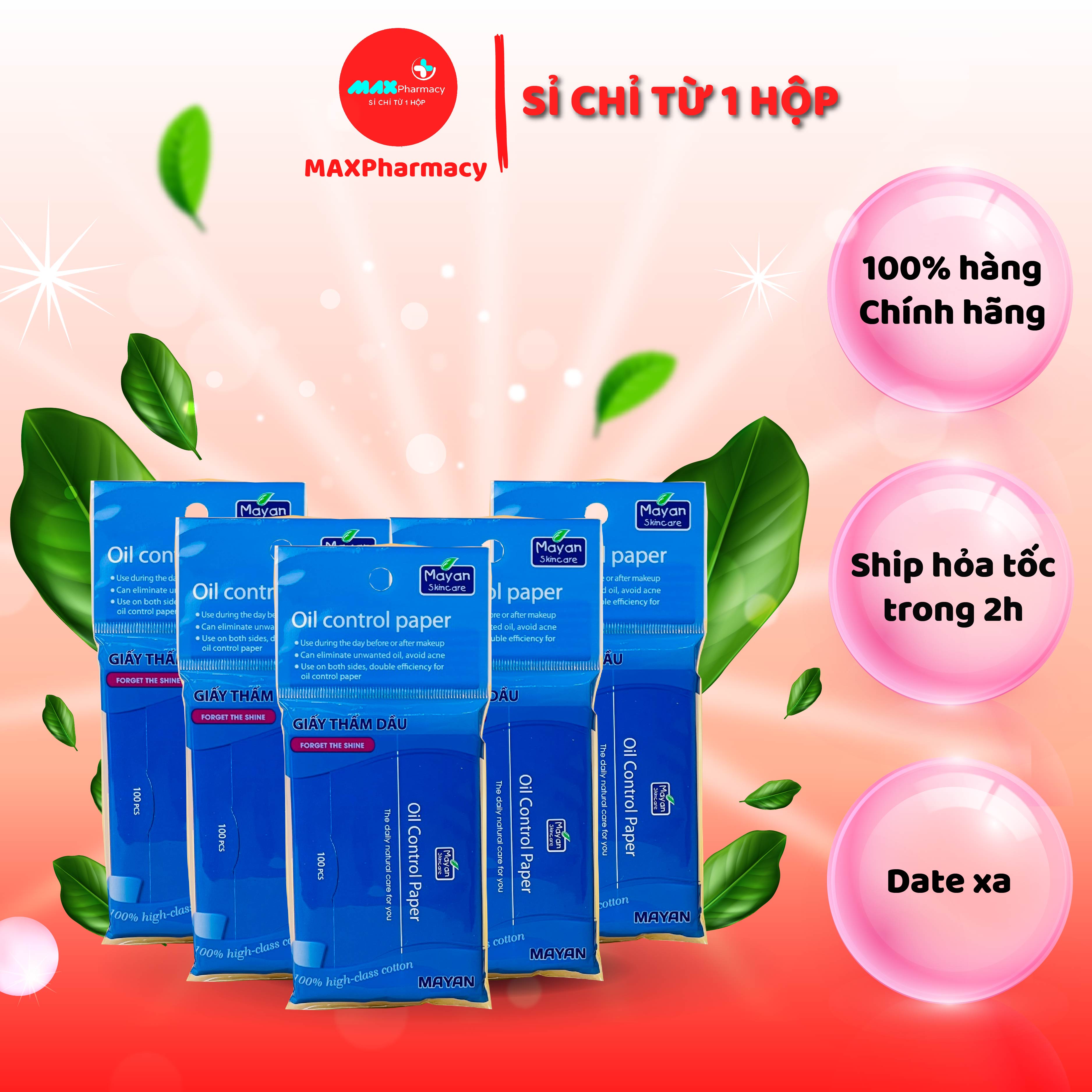 Giấy thấm dầu mayan 100 tờ/gói oil control paper 100pcs - maxpharmacy
