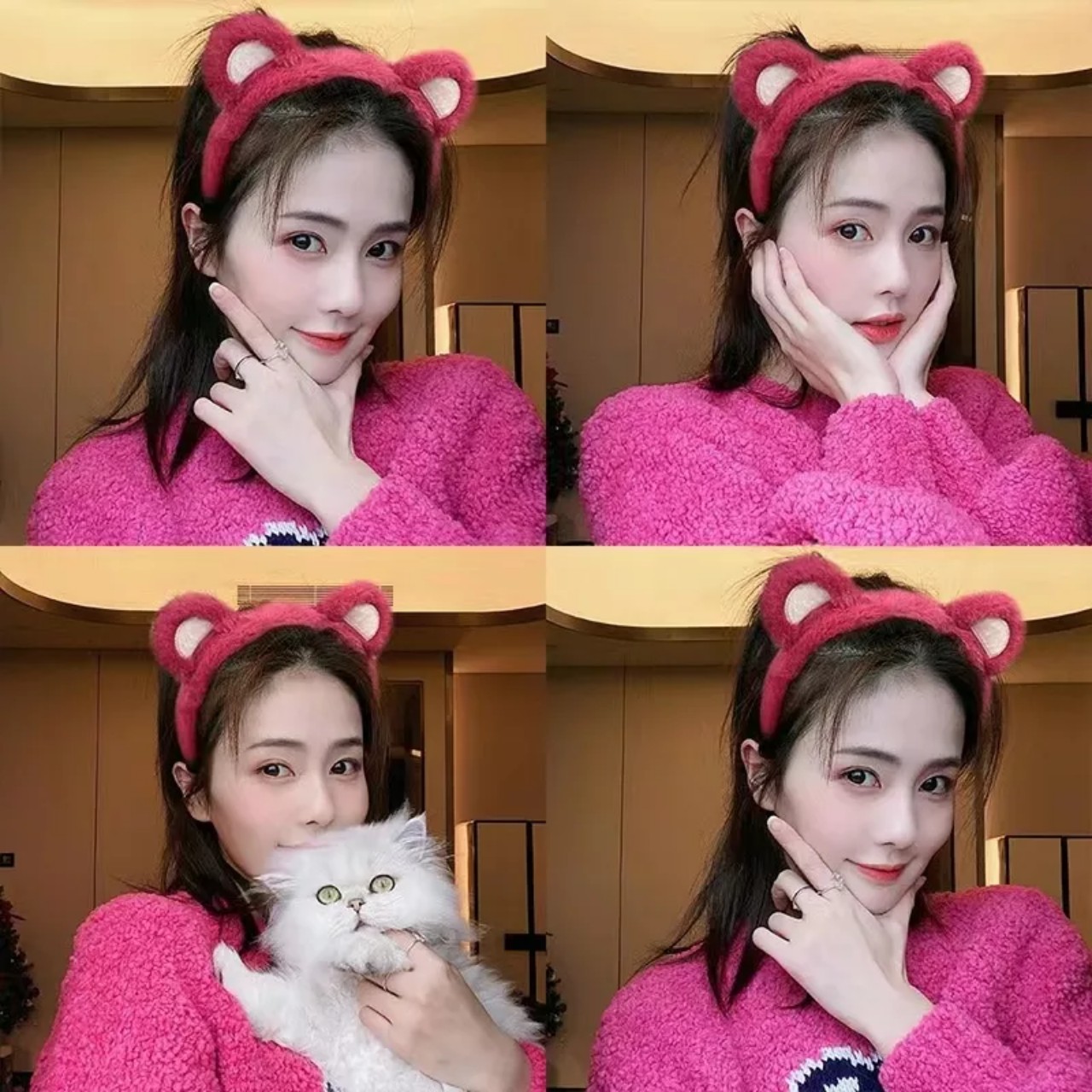 Băng đô cài tóc hình gấu dâu l.otso