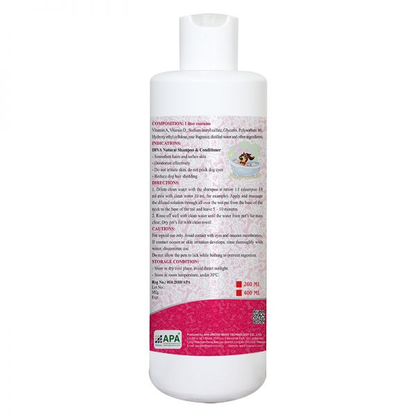Sữa Tắm Dưỡng Ẩm Chó Mèo Diva Formula 2 400ml&260ml