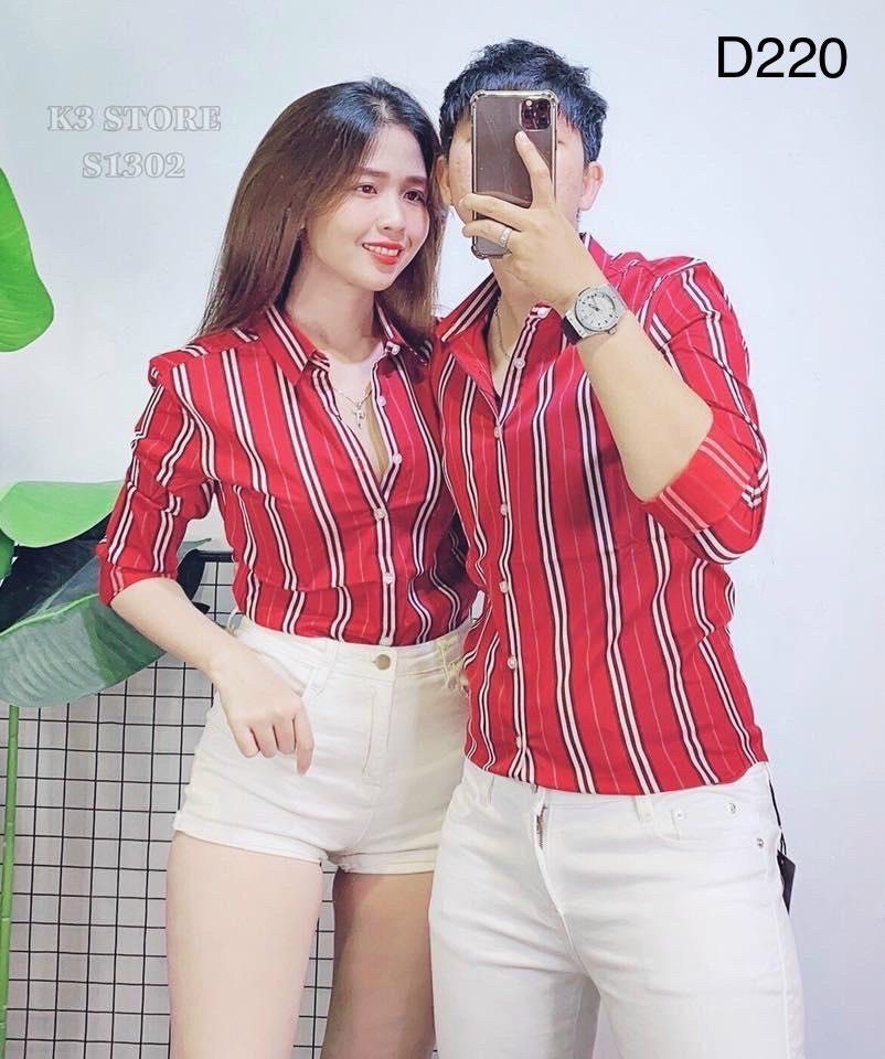 Áo sơ mi 3d nam nữ sọc dọc kết hợp màu tm092