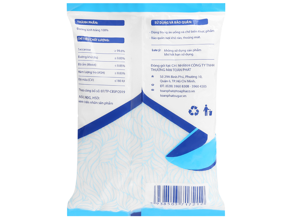 [Tân Phú] 1kg Đường kính trắng Toàn Phát