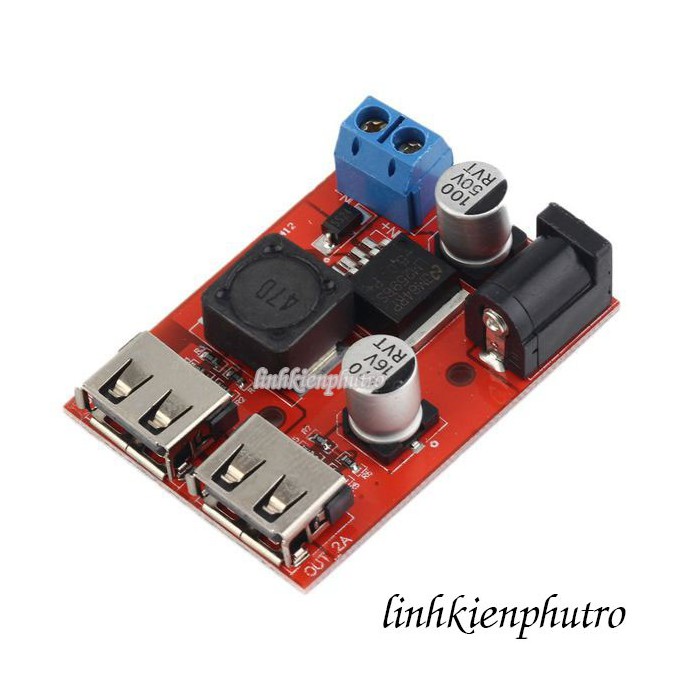 Mạch hạ áp 9v/12v/24v/36v ra 2 cổng usb