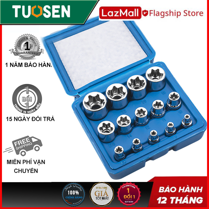 Bộ 14 Chiếc Ổ Cắm Điện Cho Đầu Cái Hình Sao Torx 1/4 Bộ Dụng Cụ Cầm Tay E4 E5 E6 E7 E8 E10 - TUOSEN