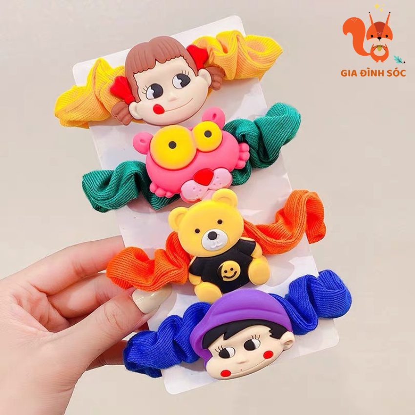 Dây buộc tóc vải hình hoạt hình dễ thương