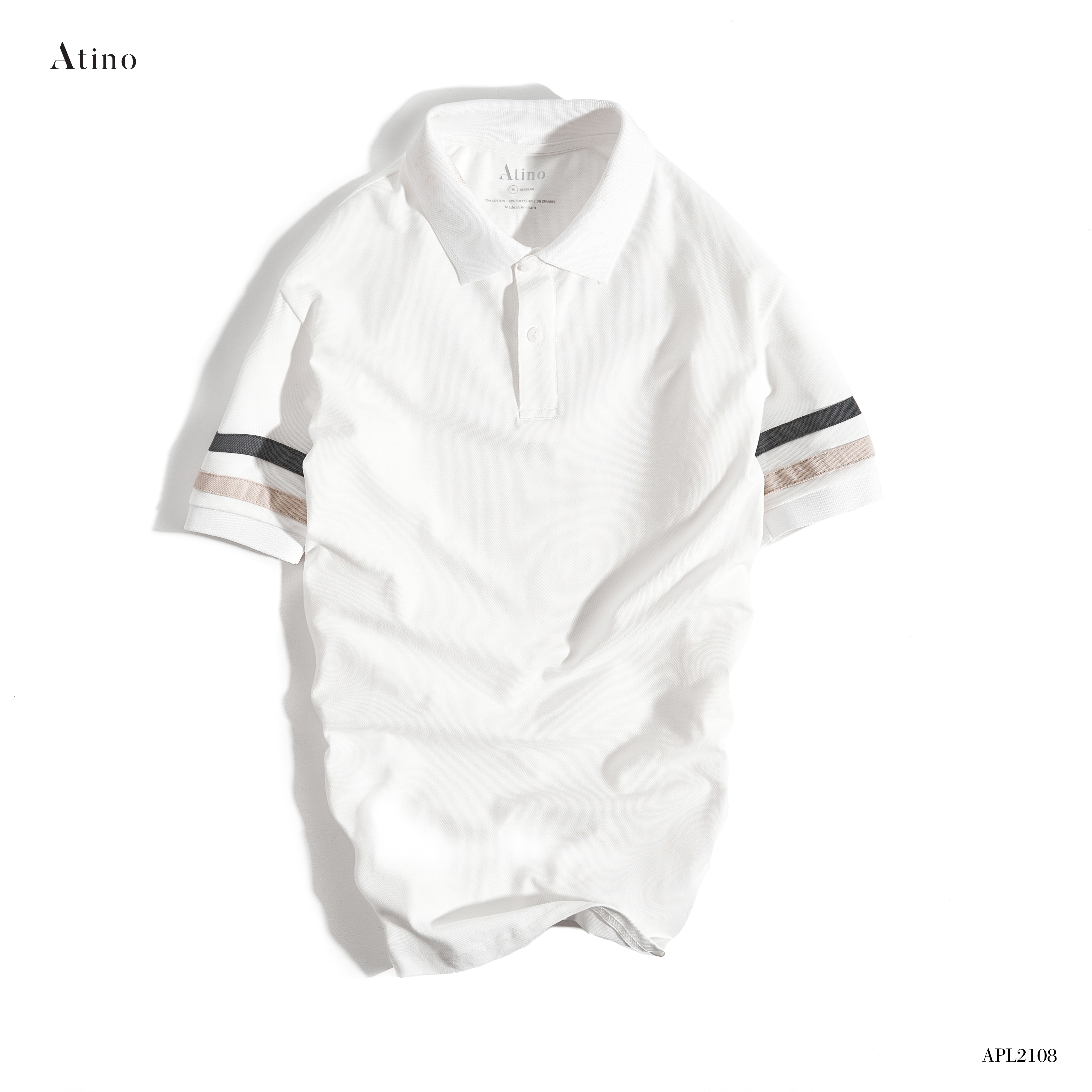 Áo Polo Nam PAREL ATINO phối viền trẻ trung vải cá sấu Cotton cao cấp thoáng mát chuẩnform - Áo thun nam có cổ APL2108