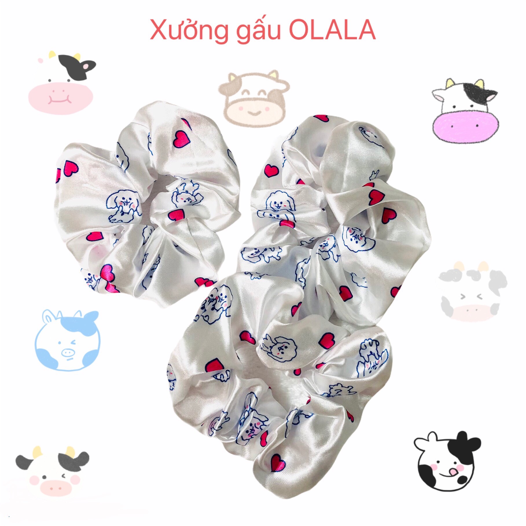 Cột tóc vải Scrunchies Họa Tiết Hình Dễ Thương