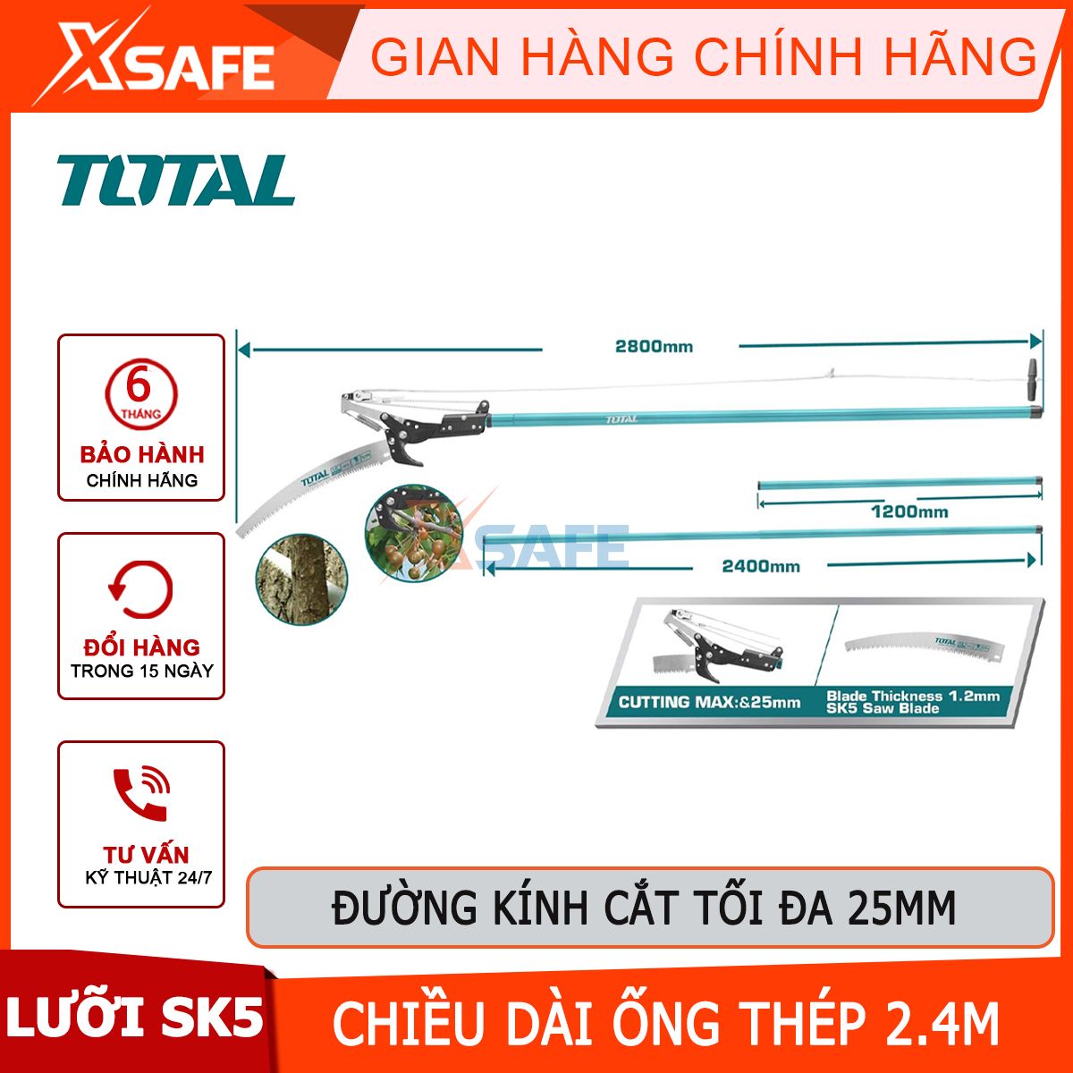 Saw pruning shears bonsai on high total THEPS25281 2.8m Teflon coatings anti-rust super sharp, tree ornamental gardening