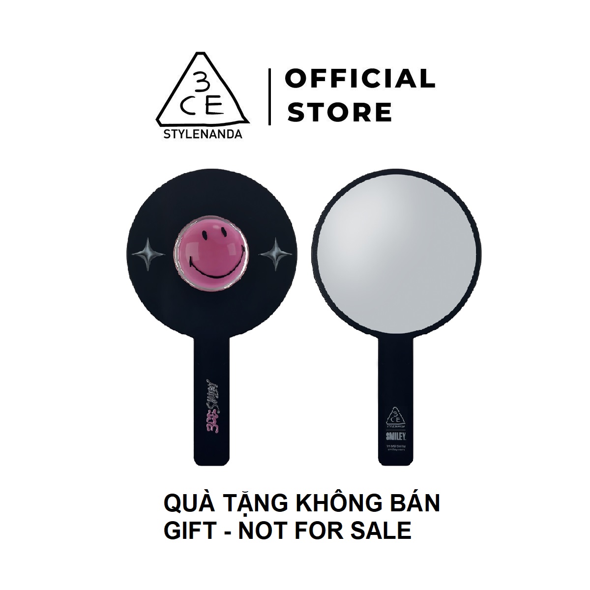 [GIFT - QUÀ TẶNG KHÔNG BÁN] Gương Cầm Tay 3CE X SMILEY HAND MIRROR
