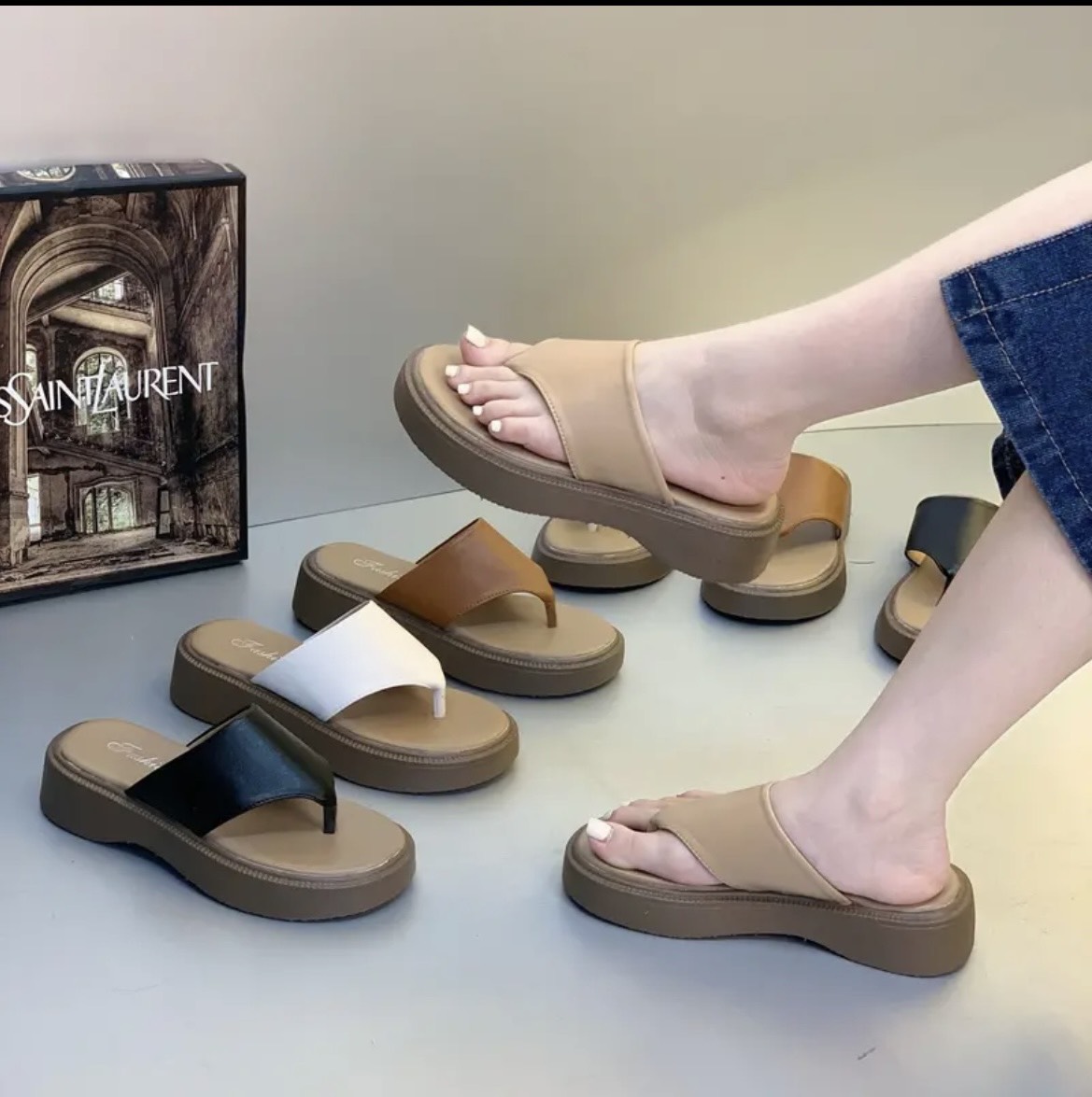 dép sỏ ngón nâng đế tăng chiều cao 3cm [tông 3cm]