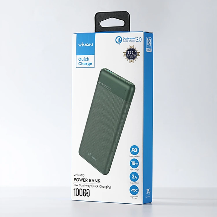 Pin sạc dự phòng 10000mah vivan vpb-m10 - sạc nhanh chuẩn pd/qc3.0 18w - bảo hành 12 tháng - hàng chính hãng