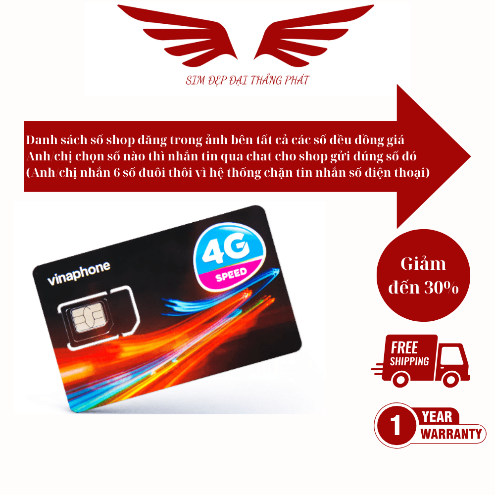 Sim số đẹp Vinaphone trả trước đuôi lộc phát, phát lộc, thần tài, ngày tháng năm sinh, dễ nhớ sim mới chưa đăng ký chưa kích hoạt