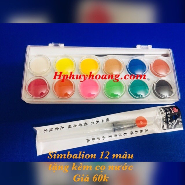 MÀU NƯỚC DẠNG BÁNH SIMBALION - 12 MÀU WCC-12