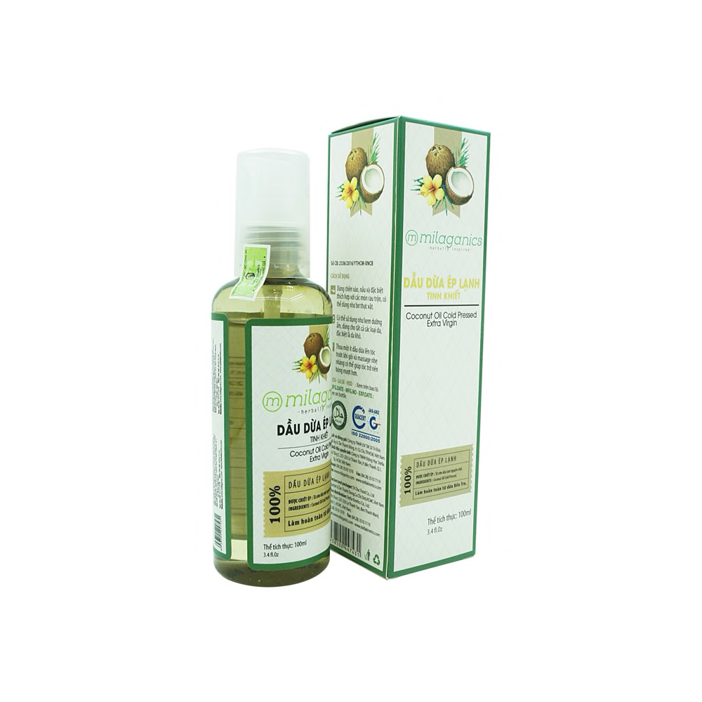 Dầu Dừa Ép Lạnh Tinh Khiết Milaganics 100ml