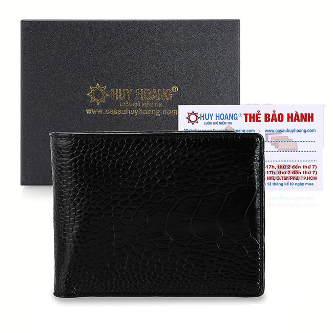 Bóp nam  da đà điểu da trơn màu đen HK2426