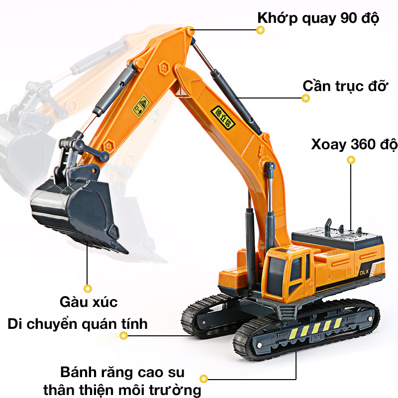 Đồ chơi mô hình xe xúc chất liệu nhựa nguyên sinh an toàn cho bé, xe công trinh xây dựng đồ chơi trẻ em tỷ lệ lớn, TẶNG kèm 1 xe ô tô đồ chơi mini xinh xắn đáng yêu, giúp bé chơi vui vẻ và phát triển tư duy cho bé